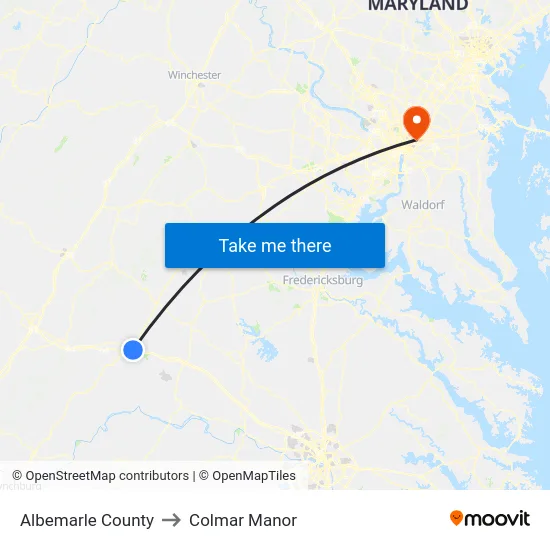 Albemarle County to Colmar Manor map