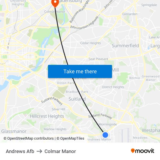 Andrews Afb to Colmar Manor map