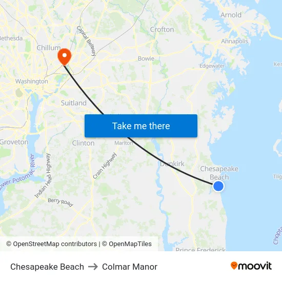 Chesapeake Beach to Colmar Manor map
