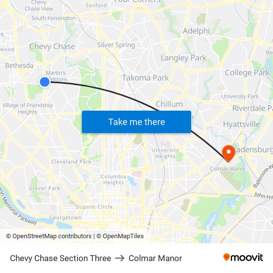 Chevy Chase Section Three to Colmar Manor map