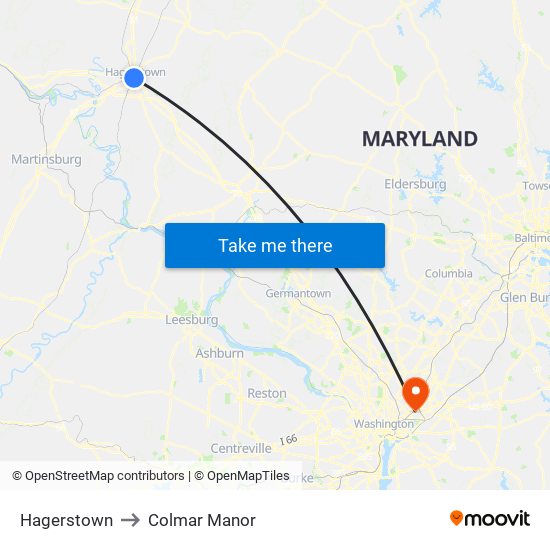 Hagerstown to Colmar Manor map