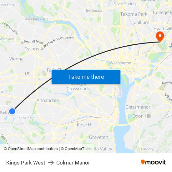 Kings Park West to Colmar Manor map