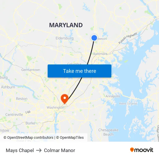 Mays Chapel to Colmar Manor map
