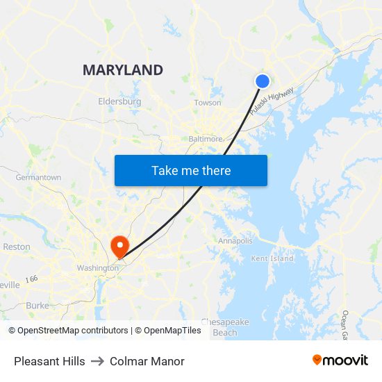 Pleasant Hills to Colmar Manor map