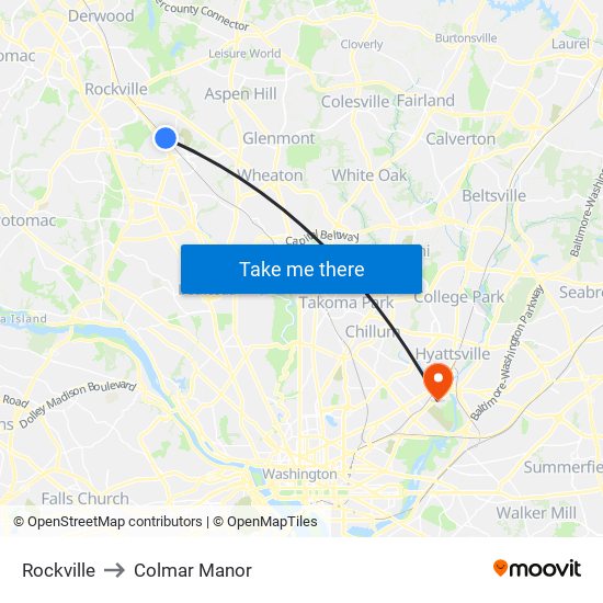 Rockville to Colmar Manor map