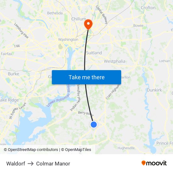 Waldorf to Colmar Manor map