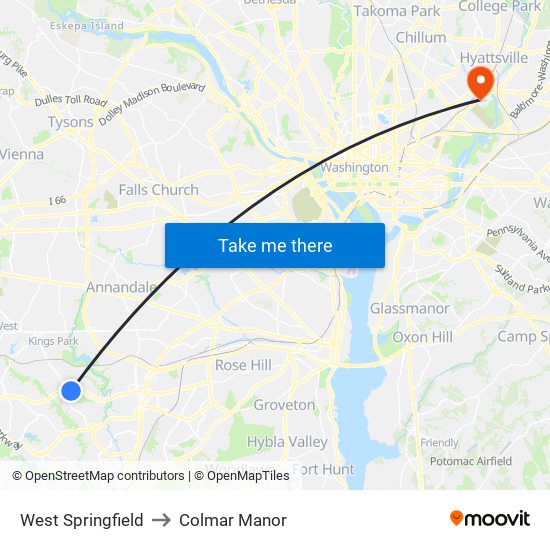 West Springfield to Colmar Manor map