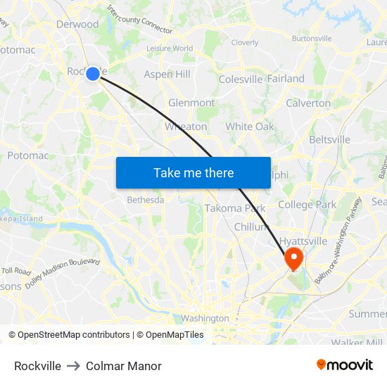 Rockville to Colmar Manor map