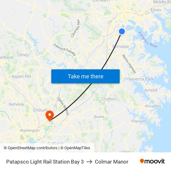 Patapsco Light Rail Station Bay 3 to Colmar Manor map