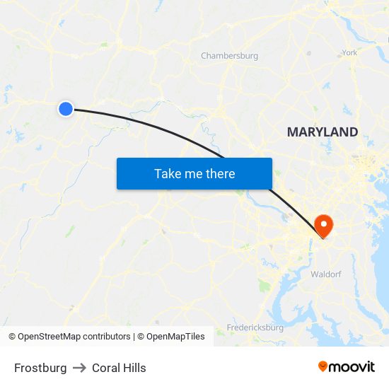 Frostburg to Coral Hills map