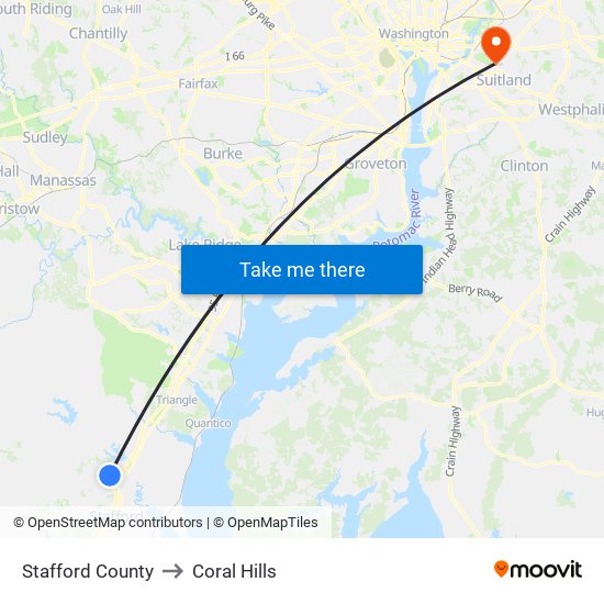 Stafford County to Coral Hills map
