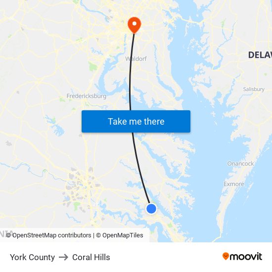 York County to Coral Hills map