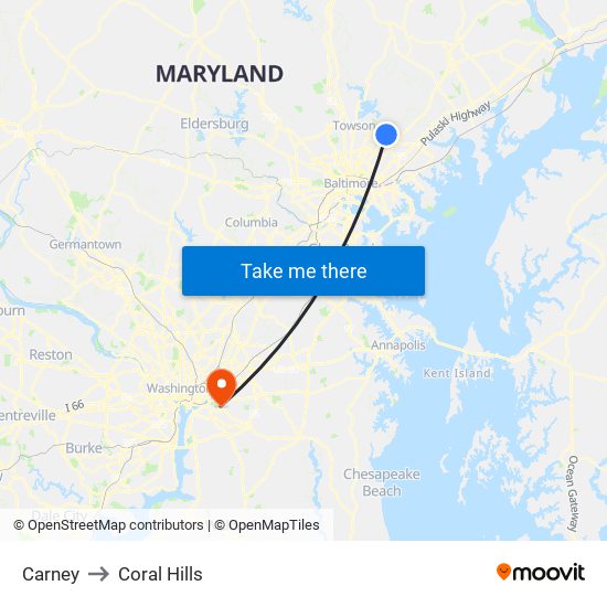 Carney to Coral Hills map