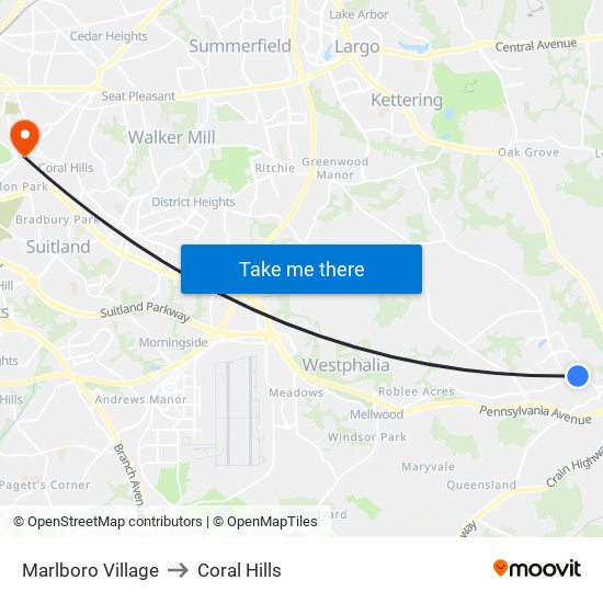 Marlboro Village to Coral Hills map