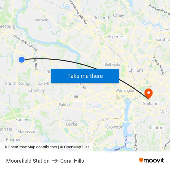 Moorefield Station to Coral Hills map