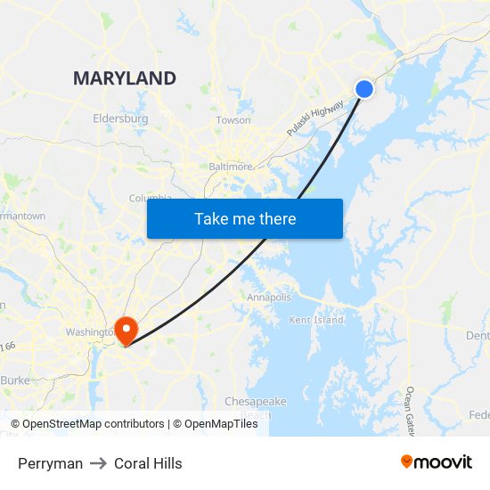 Perryman to Coral Hills map