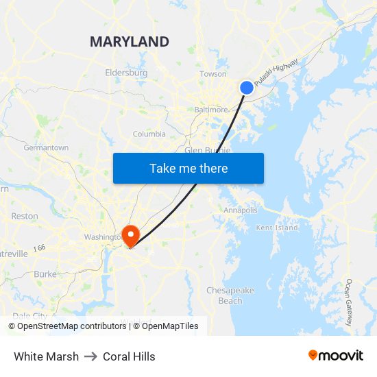 White Marsh to Coral Hills map