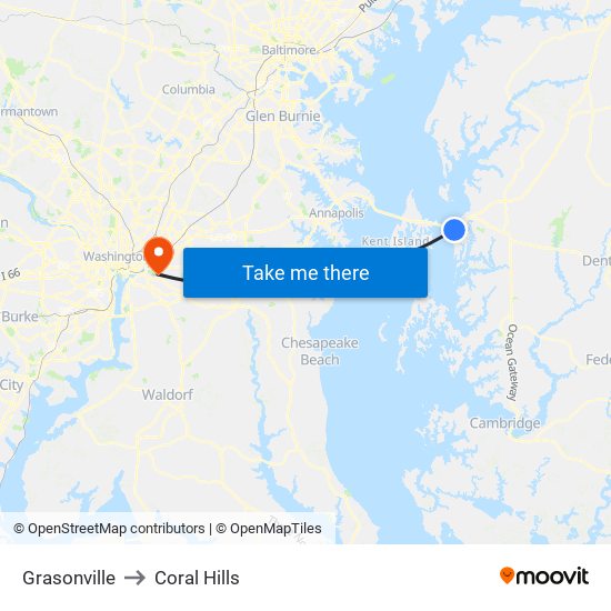 Grasonville to Coral Hills map