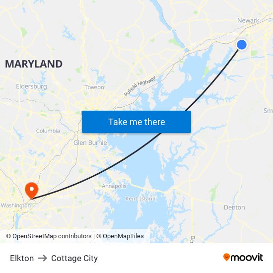 Elkton to Cottage City map