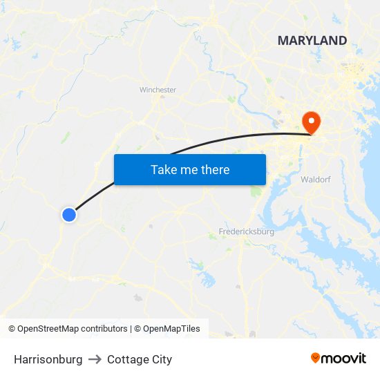 Harrisonburg to Cottage City map