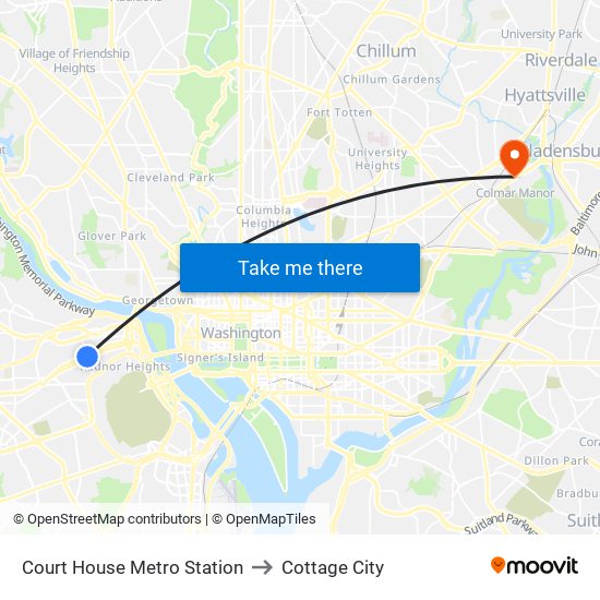 Court House Metro Station to Cottage City map