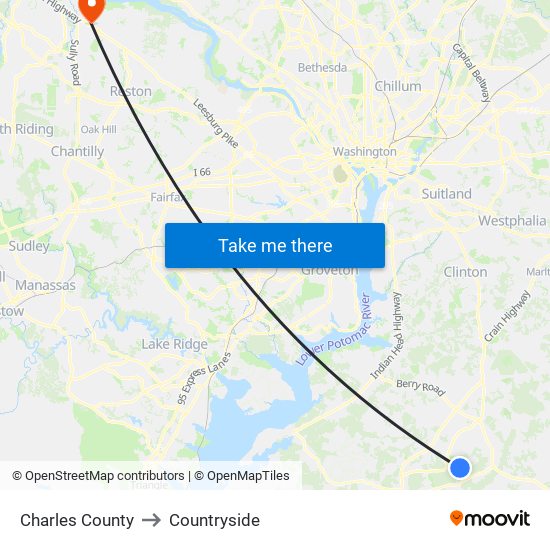 Charles County to Countryside map