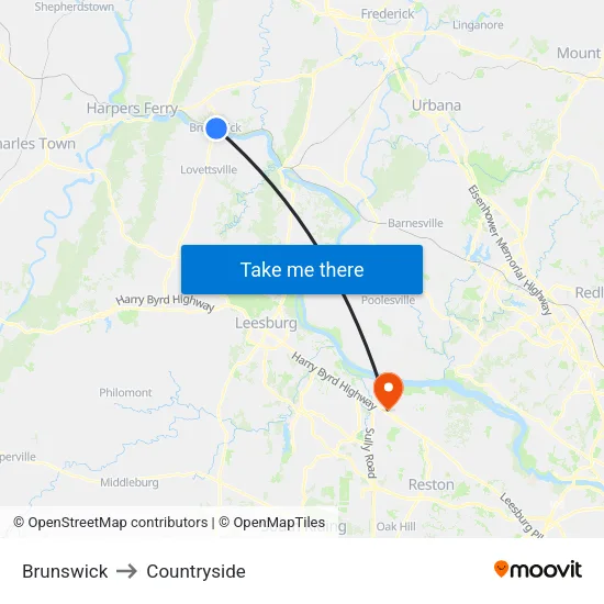 Brunswick to Countryside map