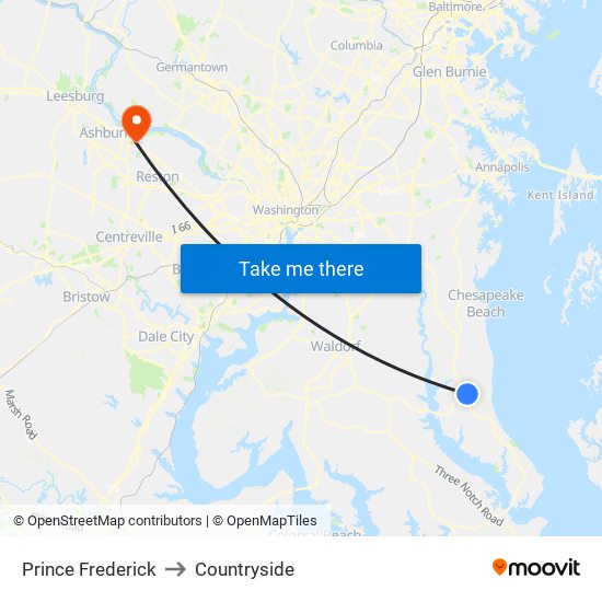 Prince Frederick to Countryside map