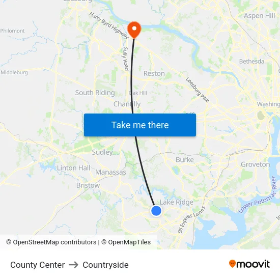 County Center to Countryside map