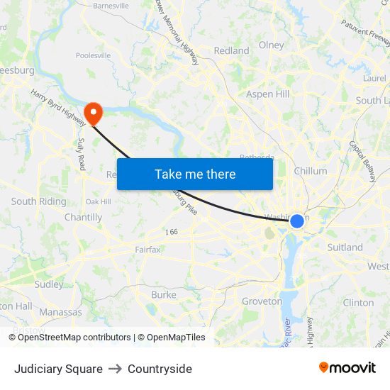 Judiciary Square to Countryside map