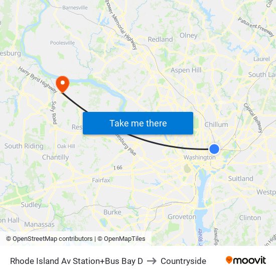 Rhode Island Ave-Brentwood+Bay D to Countryside map