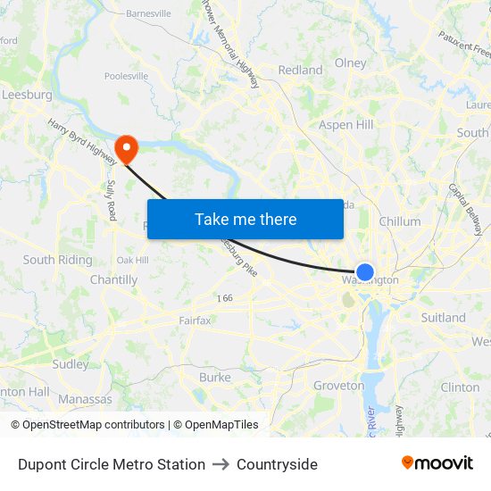 Dupont Circle Metro Station to Countryside map