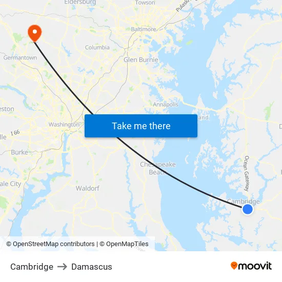 Cambridge to Damascus map