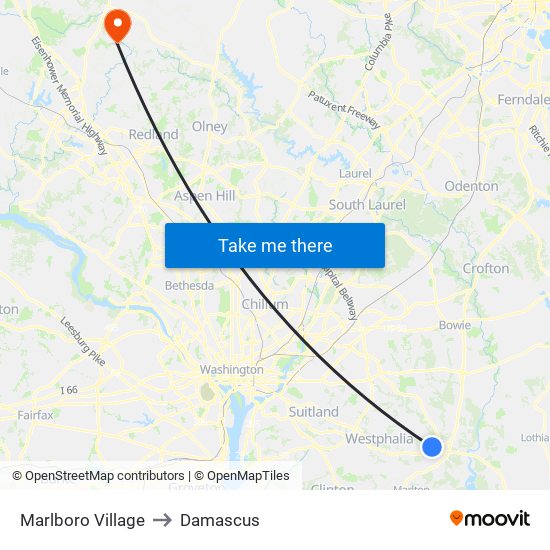 Marlboro Village to Damascus map