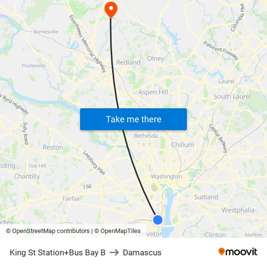 King Street-Old Town+Bay B to Damascus map