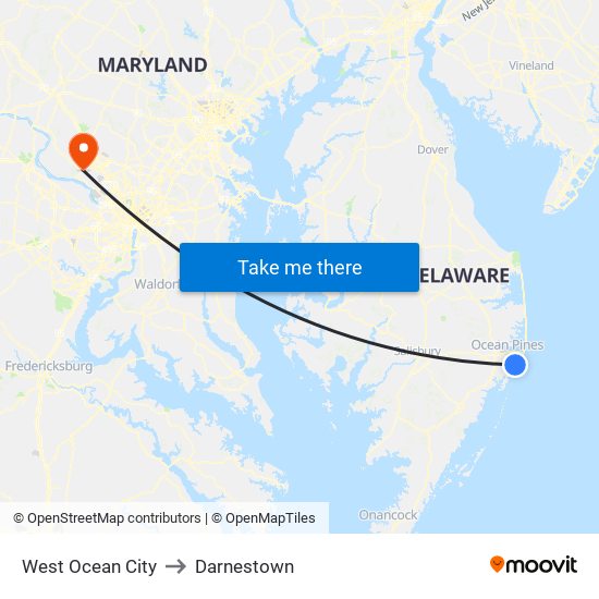 West Ocean City to Darnestown map