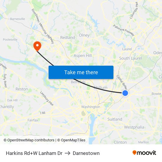 Harkins Rd+W Lanham Dr to Darnestown map
