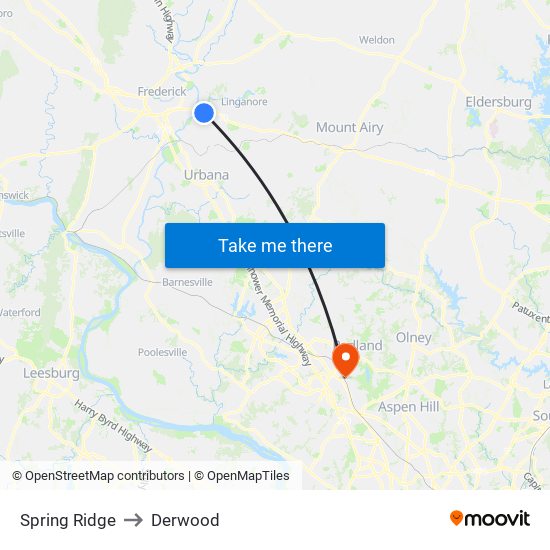 Spring Ridge to Derwood map