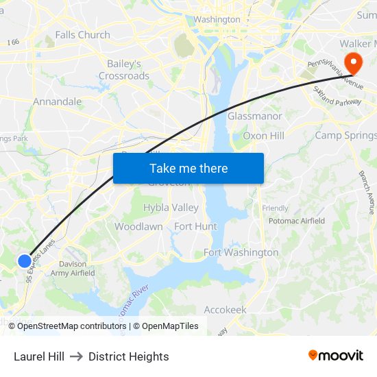 Laurel Hill to District Heights map