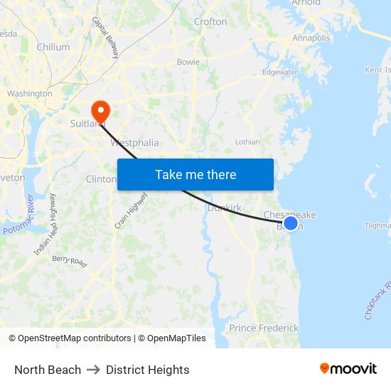 North Beach to District Heights map