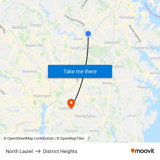 North Laurel to District Heights map