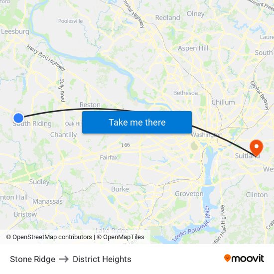 Stone Ridge to District Heights map