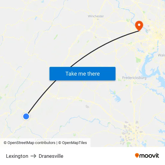 Lexington to Dranesville map