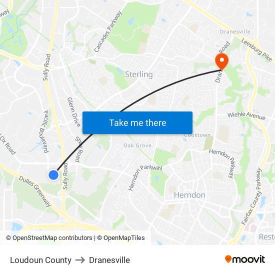 Loudoun County to Dranesville map