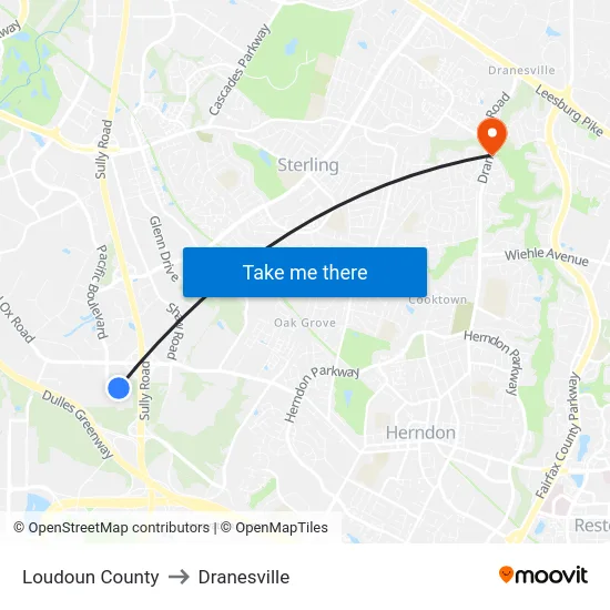 Loudoun County to Dranesville map