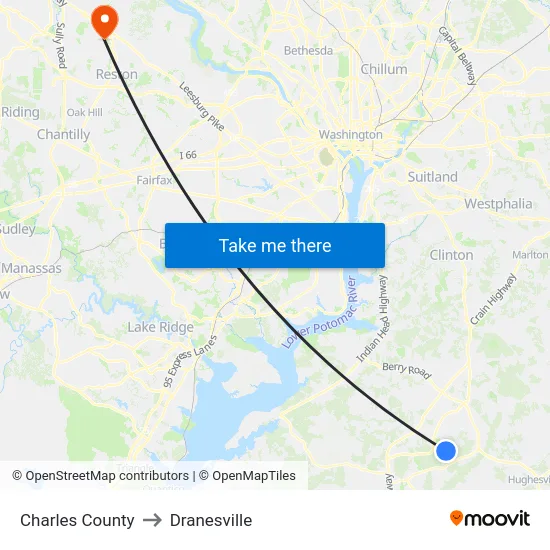 Charles County to Dranesville map