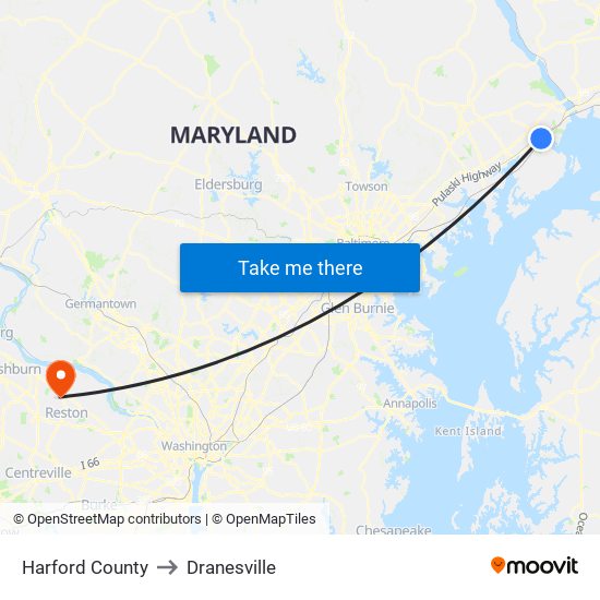 Harford County to Dranesville map