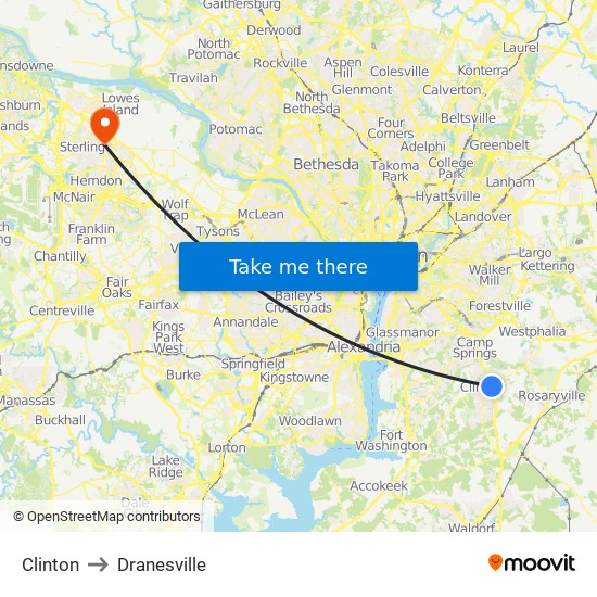 Clinton to Dranesville map