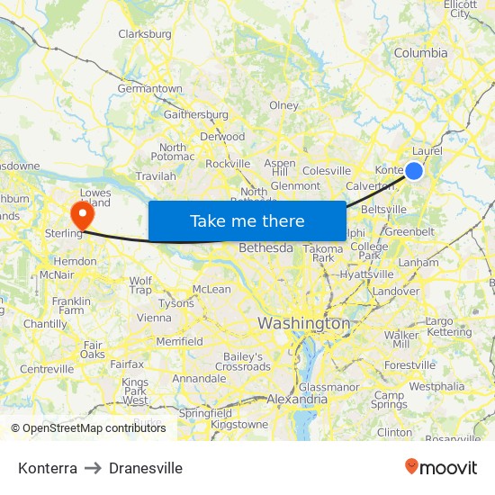 Konterra to Dranesville map