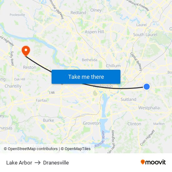 Lake Arbor to Dranesville map